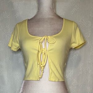 Yellow Tie-Front Crop Top